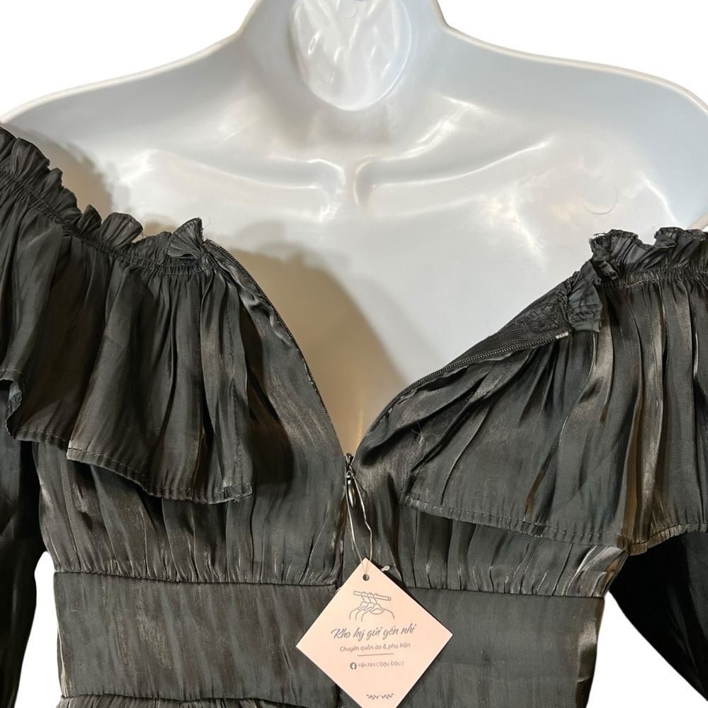 Vietnamese Mini Dress Off Shoulder Tiered Ruffle Long Sleeve Señorita - Picture 9 of 14